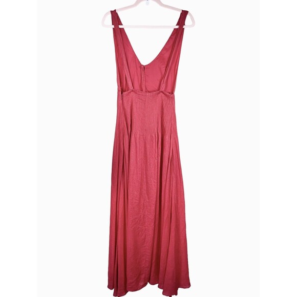 House Of Harlow X Revolve Red Metallic Halter Open Back Maxi Front Slit Button S - Picture 2 of 14